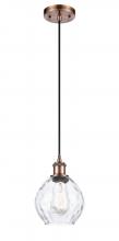  516-1P-AC-G362-LED - Waverly - 1 Light - 6 inch - Antique Copper - Cord hung - Mini Pendant