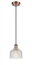 Innovations Lighting 516-1P-AC-G412-LED - Dayton - 1 Light - 6 inch - Antique Copper - Cord hung - Mini Pendant