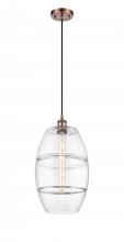  516-1P-AC-G557-10CL - Vaz - 1 Light - 10 inch - Antique Copper - Cord hung - Mini Pendant