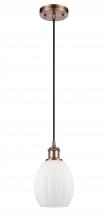  516-1P-AC-G81-LED - Eaton - 1 Light - 6 inch - Antique Copper - Cord hung - Mini Pendant