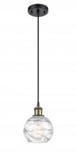  516-1P-BAB-G1213-6 - Athens Deco Swirl - 1 Light - 6 inch - Black Antique Brass - Cord hung - Mini Pendant
