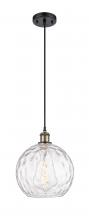  516-1P-BAB-G1215-10-LED - Athens Water Glass - 1 Light - 10 inch - Black Antique Brass - Cord hung - Mini Pendant