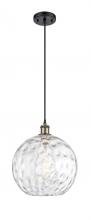  516-1P-BAB-G1215-12-LED - Athens Water Glass - 1 Light - 12 inch - Black Antique Brass - Cord hung - Mini Pendant