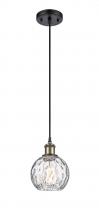  516-1P-BAB-G1215-6-LED - Athens Water Glass - 1 Light - 6 inch - Black Antique Brass - Cord hung - Mini Pendant