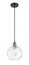  516-1P-BAB-G1215-8-LED - Athens Water Glass - 1 Light - 8 inch - Black Antique Brass - Cord hung - Mini Pendant