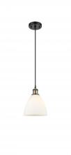  516-1P-BAB-GBD-751-LED - Bristol - 1 Light - 8 inch - Black Antique Brass - Cord hung - Mini Pendant