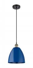  516-1P-BAB-MBD-9-BL-LED - Plymouth - 1 Light - 9 inch - Black Antique Brass - Cord hung - Mini Pendant