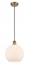  516-1P-BB-G121-10-LED - Athens - 1 Light - 10 inch - Brushed Brass - Cord hung - Mini Pendant