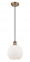  516-1P-BB-G121-LED - Athens - 1 Light - 8 inch - Brushed Brass - Cord hung - Mini Pendant