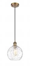  516-1P-BB-G1215-8 - Athens Water Glass - 1 Light - 8 inch - Brushed Brass - Cord hung - Mini Pendant