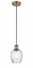  516-1P-BB-G292-LED - Salina - 1 Light - 6 inch - Brushed Brass - Cord hung - Mini Pendant