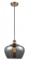  516-1P-BB-G93-L-LED - Fenton - 1 Light - 11 inch - Brushed Brass - Cord hung - Mini Pendant