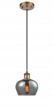  516-1P-BB-G93-LED - Fenton - 1 Light - 7 inch - Brushed Brass - Cord hung - Mini Pendant