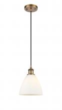  516-1P-BB-GBD-751-LED - Bristol - 1 Light - 8 inch - Brushed Brass - Cord hung - Mini Pendant