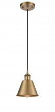  516-1P-BB-M8-LED - Smithfield - 1 Light - 7 inch - Brushed Brass - Cord hung - Mini Pendant