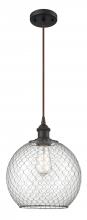 Innovations Lighting 516-1P-OB-G122-10CBK-LED - Farmhouse Chicken Wire - 1 Light - 10 inch - Oil Rubbed Bronze - Cord hung - Mini Pendant