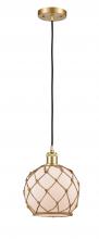 Innovations Lighting 516-1P-SG-G121-8RB-LED - Farmhouse Rope - 1 Light - 8 inch - Satin Gold - Cord hung - Mini Pendant