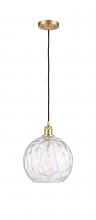 Innovations Lighting 516-1P-SG-G1215-10-LED - Athens Water Glass - 1 Light - 10 inch - Satin Gold - Cord hung - Mini Pendant