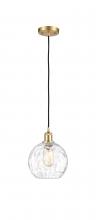 Innovations Lighting 516-1P-SG-G1215-8-LED - Athens Water Glass - 1 Light - 8 inch - Satin Gold - Cord hung - Mini Pendant