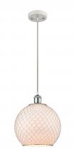  516-1P-WPC-G121-10CSN-LED - Farmhouse Chicken Wire - 1 Light - 10 inch - White Polished Chrome - Cord hung - Mini Pendant