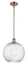  516-1S-AC-G1214-12-LED - Athens Twisted Swirl - 1 Light - 12 inch - Antique Copper - Mini Pendant