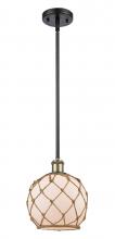  516-1S-BAB-G121-8RB - Farmhouse Rope - 1 Light - 8 inch - Black Antique Brass - Mini Pendant