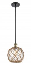 516-1S-BAB-G122-8RB - Farmhouse Rope - 1 Light - 8 inch - Black Antique Brass - Mini Pendant