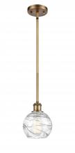  516-1S-BB-G1213-6-LED - Athens Deco Swirl - 1 Light - 6 inch - Brushed Brass - Mini Pendant