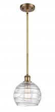  516-1S-BB-G1213-8-LED - Athens Deco Swirl - 1 Light - 8 inch - Brushed Brass - Mini Pendant