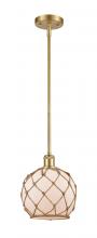  516-1S-SG-G121-8RB - Farmhouse Rope - 1 Light - 8 inch - Satin Gold - Mini Pendant