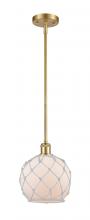  516-1S-SG-G121-8RW - Farmhouse Rope - 1 Light - 8 inch - Satin Gold - Mini Pendant