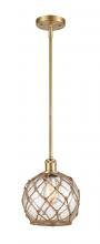  516-1S-SG-G122-8RB - Farmhouse Rope - 1 Light - 8 inch - Satin Gold - Mini Pendant
