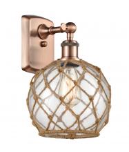  516-1W-AC-G122-8RB - Farmhouse Rope - 1 Light - 8 inch - Antique Copper - Sconce