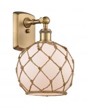  516-1W-BB-G121-8RB - Farmhouse Rope - 1 Light - 8 inch - Brushed Brass - Sconce