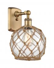  516-1W-BB-G122-8RB - Farmhouse Rope - 1 Light - 8 inch - Brushed Brass - Sconce