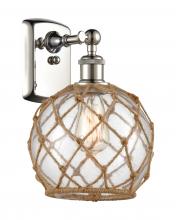  516-1W-PN-G122-8RB - Farmhouse Rope - 1 Light - 8 inch - Polished Nickel - Sconce