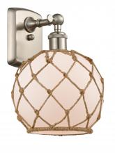  516-1W-SN-G121-8RB - Farmhouse Rope - 1 Light - 8 inch - Brushed Satin Nickel - Sconce