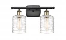  516-2W-BAB-G1113-LED - Cobbleskill - 2 Light - 15 inch - Black Antique Brass - Bath Vanity Light