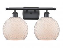  516-2W-BK-G121-8CSN-LED - Farmhouse Chicken Wire - 2 Light - 18 inch - Matte Black - Bath Vanity Light