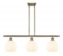  516-3I-AB-G1217-8WV - White Venetian - 3 Light - 36 inch - Antique Brass - Stem Hung - Island Light