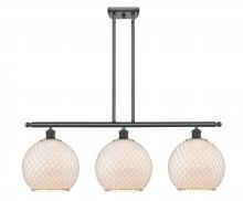  516-3I-BK-G121-10CSN - Farmhouse Chicken Wire - 3 Light - 37 inch - Matte Black - Cord hung - Island Light