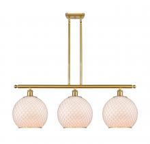  516-3I-SG-G121-10CSN - Farmhouse Chicken Wire - 3 Light - 37 inch - Satin Gold - Cord hung - Island Light