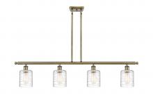  516-4I-AB-G1113-LED - Cobbleskill - 4 Light - 48 inch - Antique Brass - Cord hung - Island Light