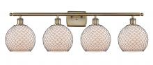 Innovations Lighting 516-4W-AB-G121-8CBK - Farmhouse Chicken Wire - 4 Light - 38 inch - Antique Brass - Bath Vanity Light