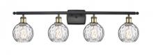  516-4W-BAB-G1215-6 - Athens Water Glass - 4 Light - 36 inch - Black Antique Brass - Bath Vanity Light