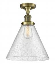  517-1CH-AB-G44-L-LED - Cone - 1 Light - 12 inch - Antique Brass - Semi-Flush Mount