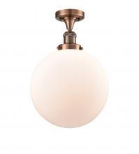  517-1CH-AC-G201-12-LED - Beacon - 1 Light - 12 inch - Antique Copper - Semi-Flush Mount