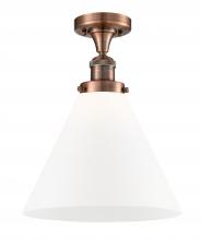  517-1CH-AC-G41-L-LED - Cone - 1 Light - 12 inch - Antique Copper - Semi-Flush Mount