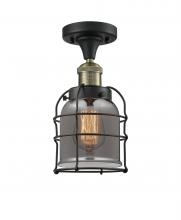  517-1CH-BAB-G53-CE-LED - Bell Cage - 1 Light - 5 inch - Black Antique Brass - Semi-Flush Mount