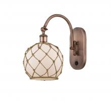  518-1W-AC-G121-8RB - Farmhouse Rope - 1 Light - 8 inch - Antique Copper - Sconce